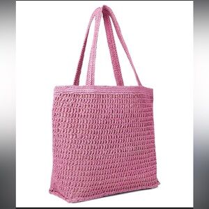 Madewell the transport tote pink straw lined inside boho beach must have summer